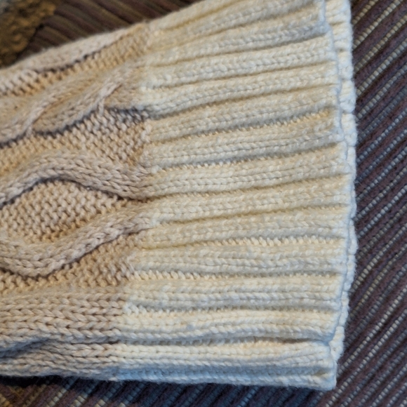 Sonoma Cotton Cardigan SzL Tan/Creme Block Colors Curved Hem Collar Long Sleeves - Picture 4 of 9